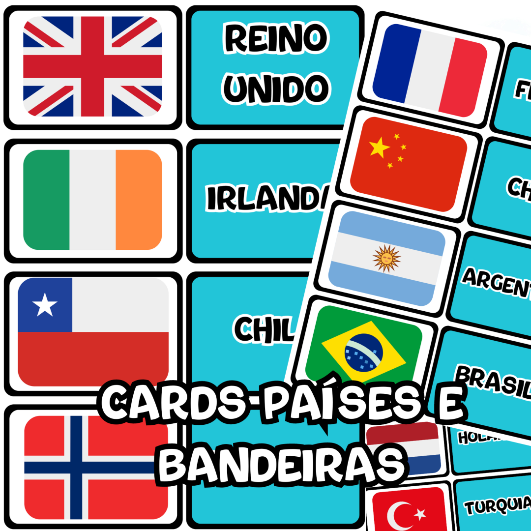 Cards dos Países e Bandeiras - PDF para Imprimir