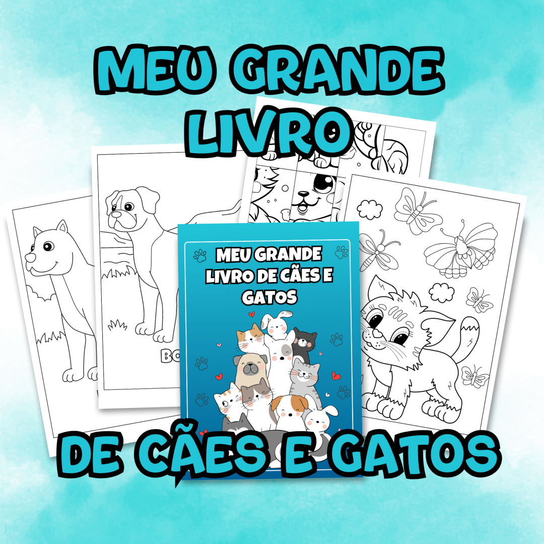 Livro de colorir de Cães e Gatos