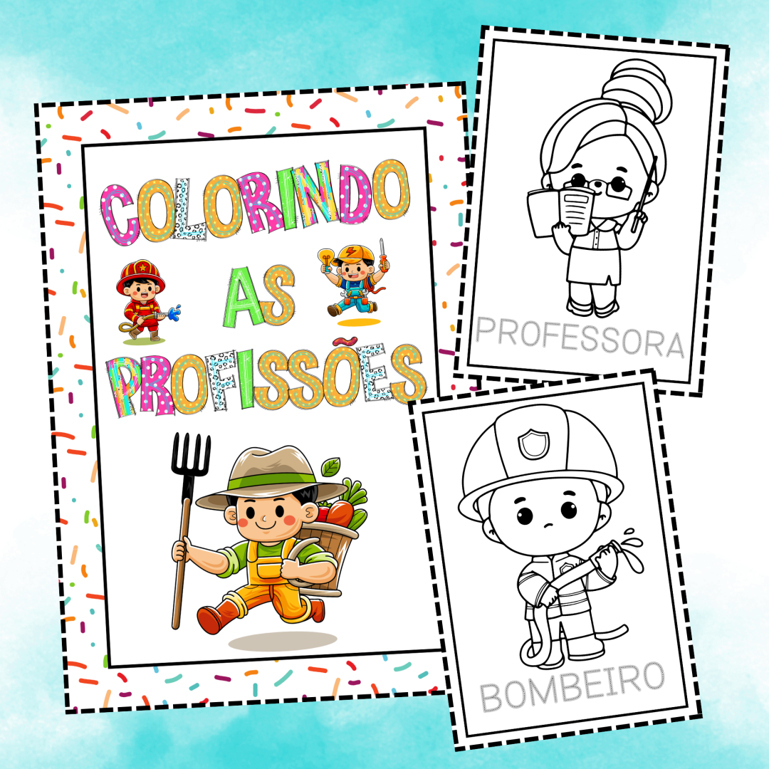 Profissões para Colorir – Arquivo em PDF - 20 páginas