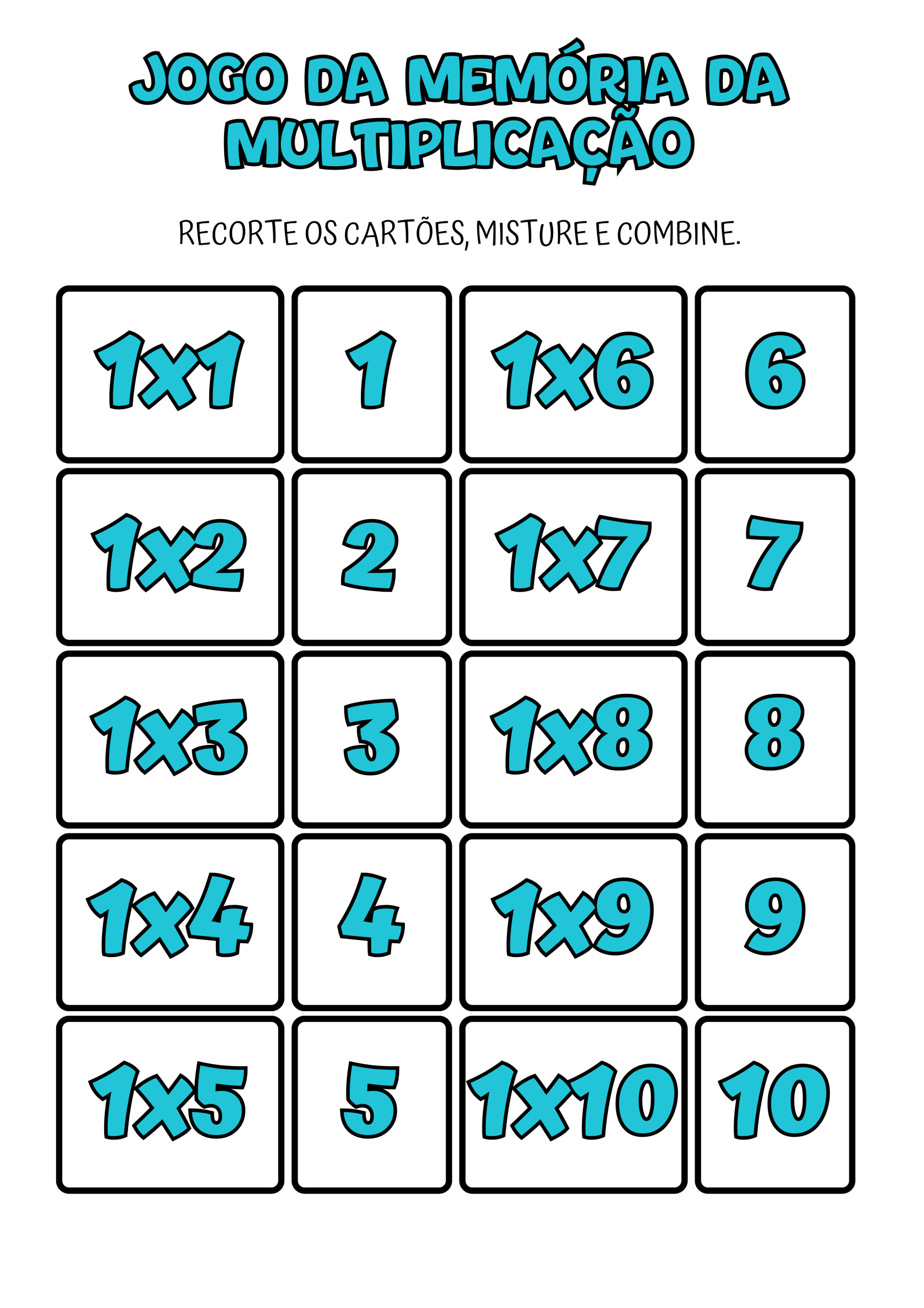 JOGO DA MEMÓRIA DA MULTIPLICAÇÃO -Aprender Brincando! – Arrisque e Rabisque