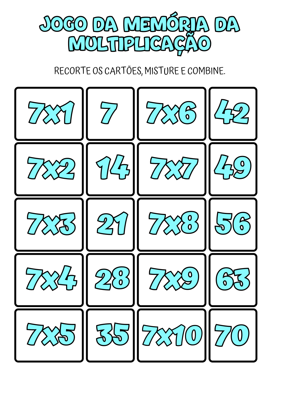 JOGO DA MEMÓRIA DA MULTIPLICAÇÃO -Aprender Brincando! – Arrisque e Rabisque