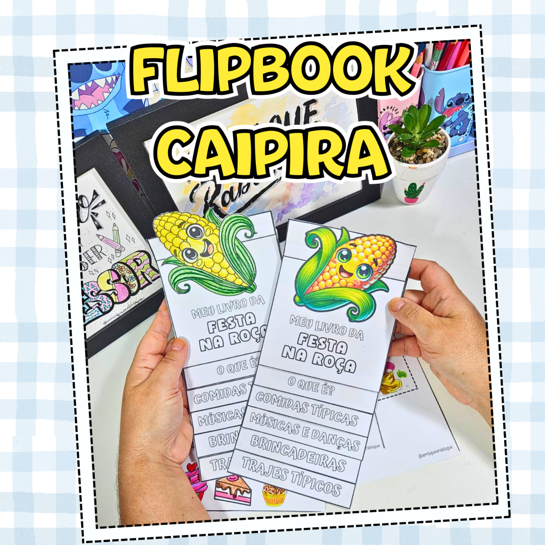 Flipbook da Festa na Roça – PDF (colorido + para colorir)