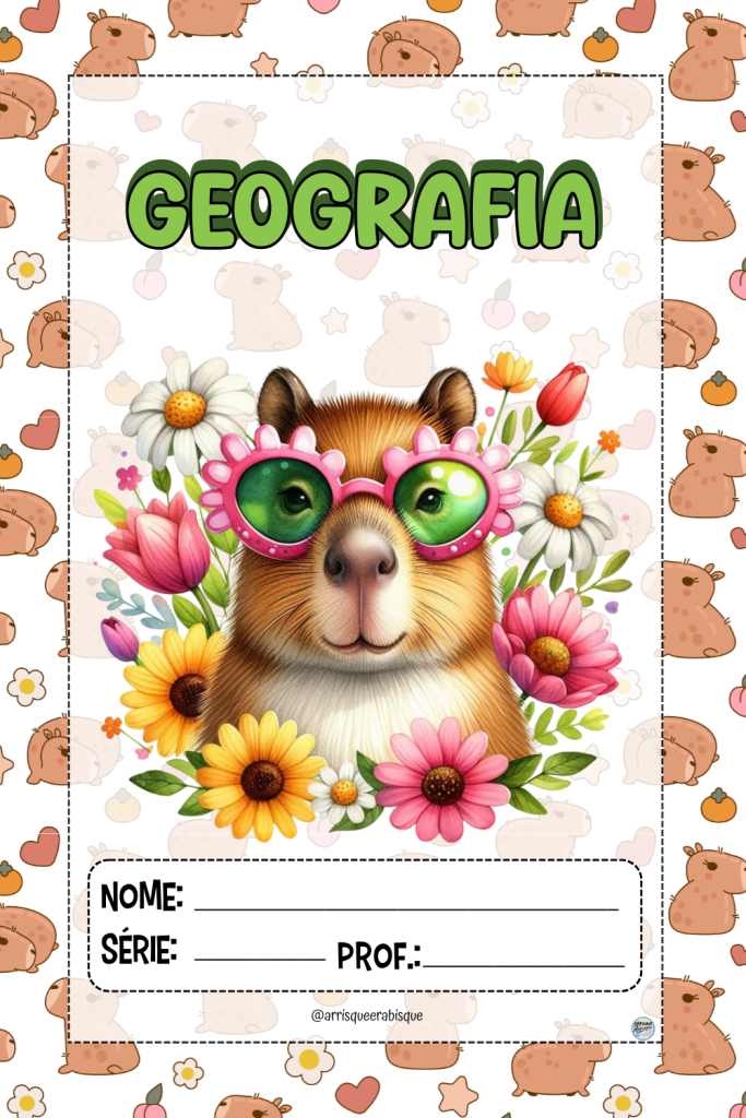 CAPAS PARA CADERNO – CAPIVARAS FOFAS – Arrisque e Rabisque