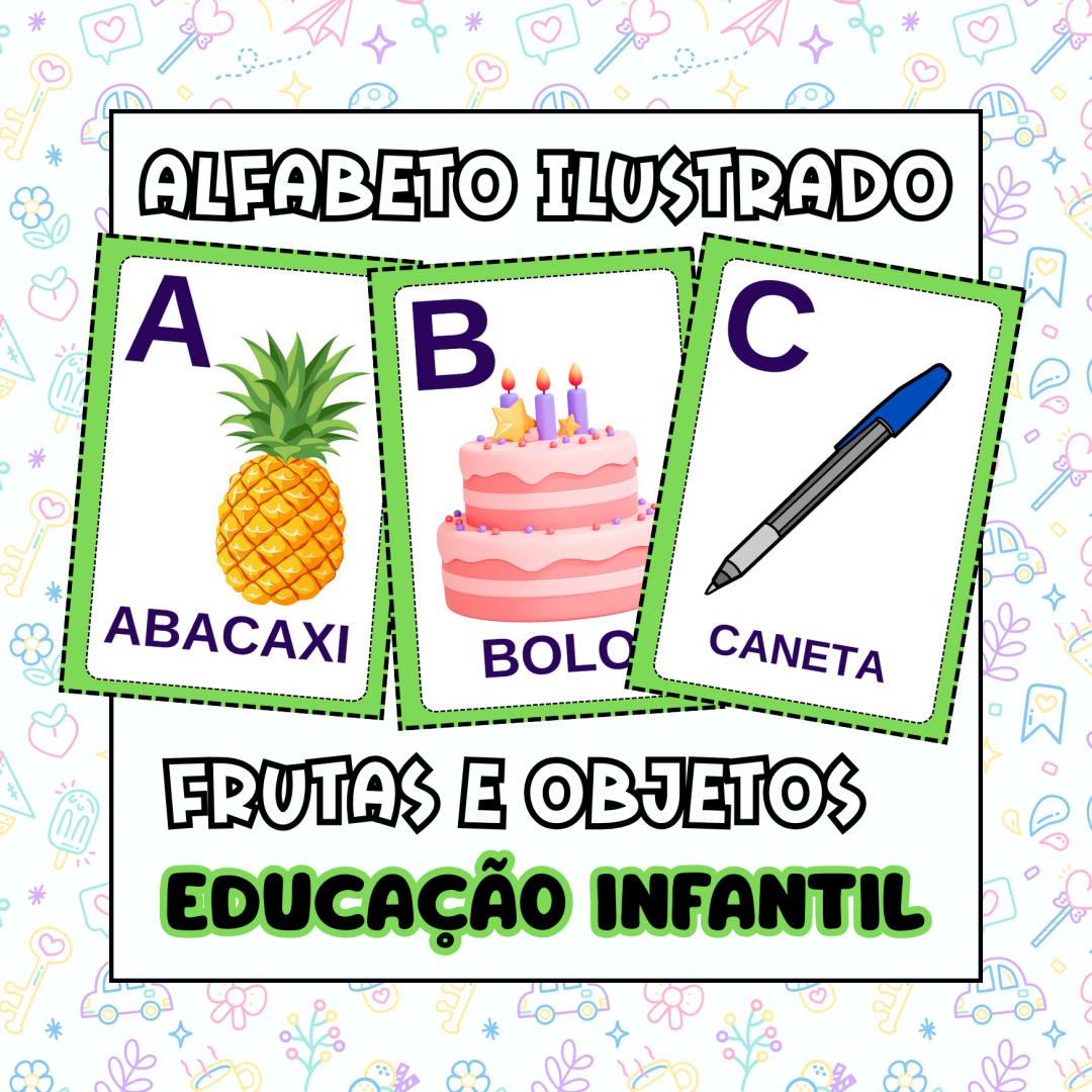 Alfabeto Ilustrado – Frutas & Objetos (PDF para Educação Infantil)