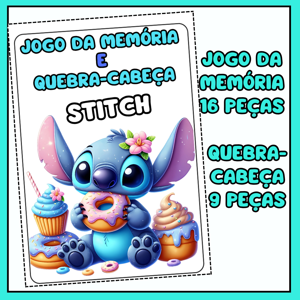 JOGO DA MEMÓRIA E QUEBRA-CABEÇA STITCH