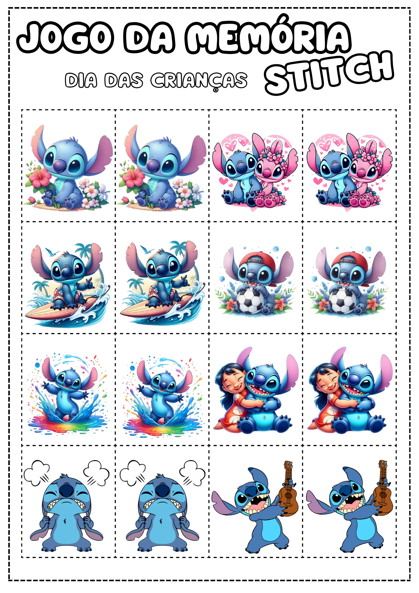 JOGO DA MEMÓRIA E QUEBRA-CABEÇA STITCH – Arrisque e Rabisque
