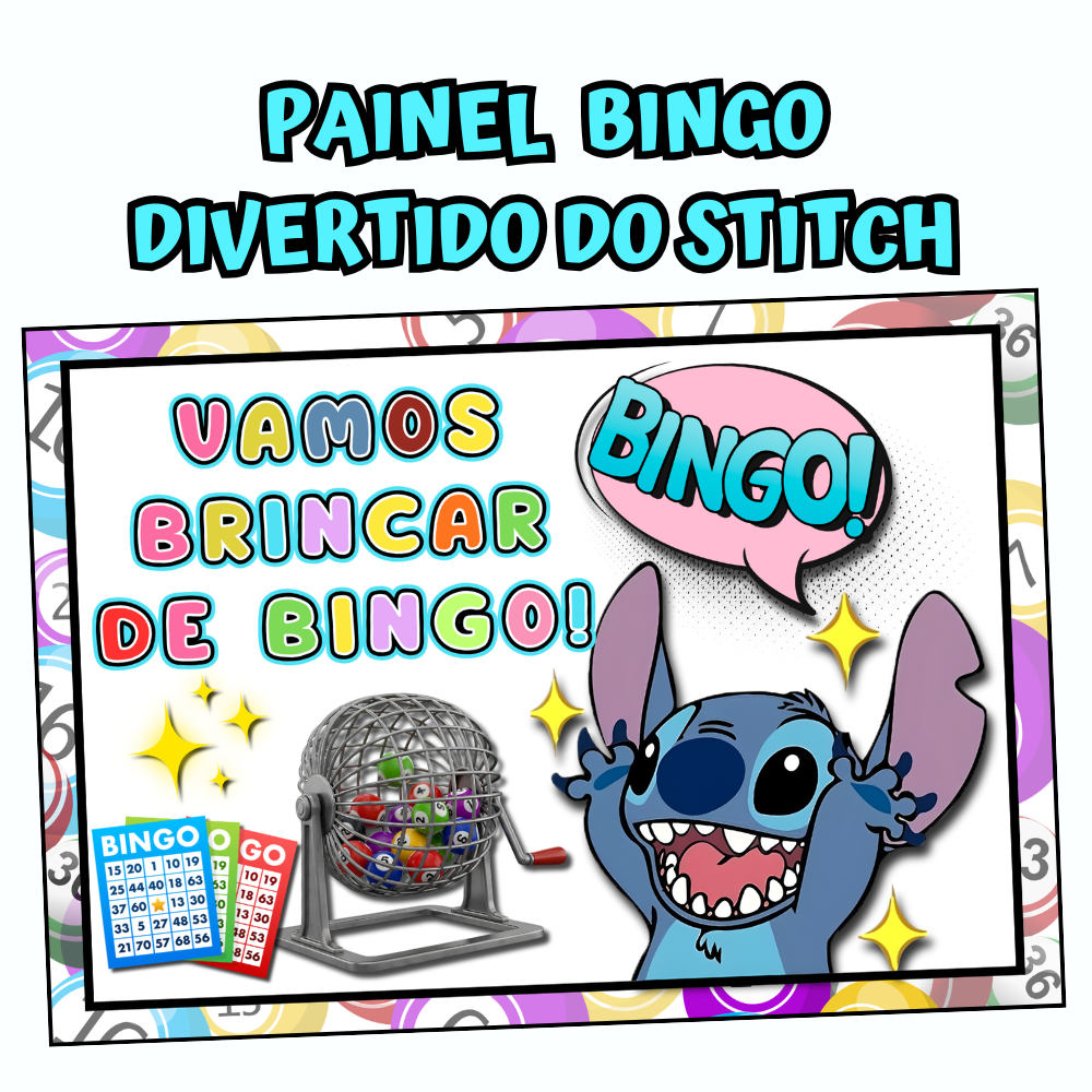 PAINEL VAMOS BRINCAR DE BINGO! – Tema Stitch