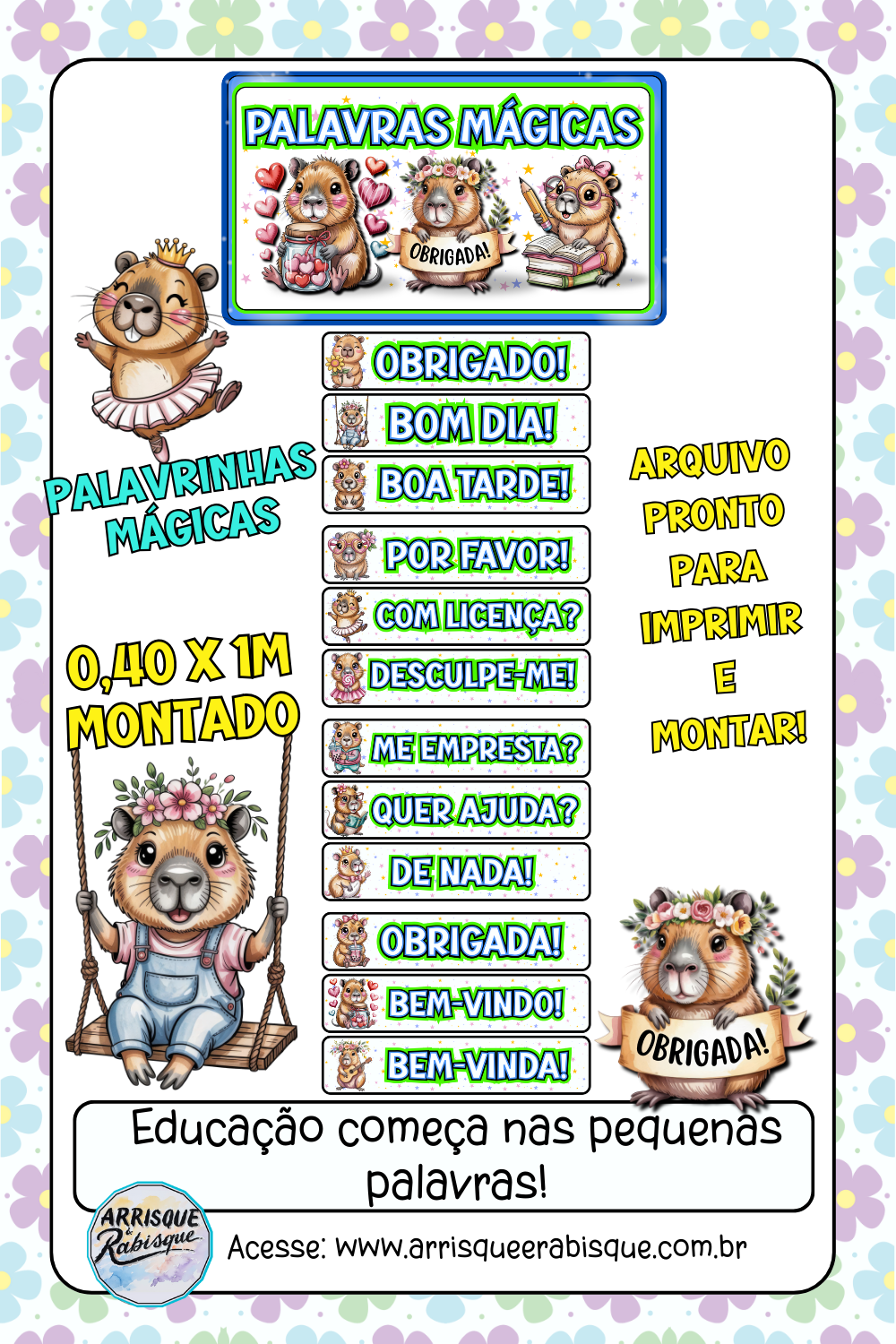 Cartaz Palavrinhas Mágicas – Capivaras Fofas | PDF para imprimir ...