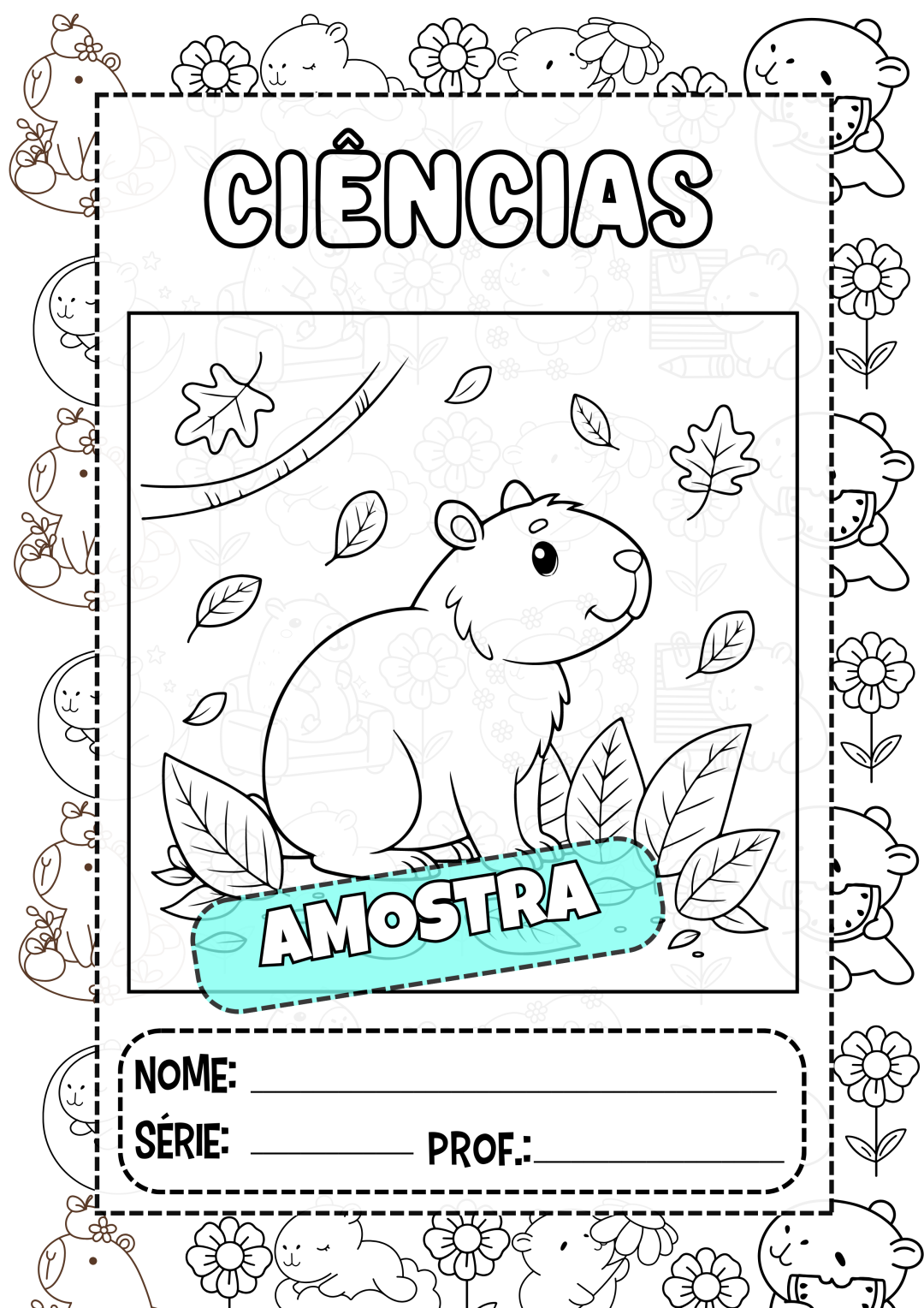 Capas de caderno para Colorir – Capivaras Fofas – Arrisque e Rabisque