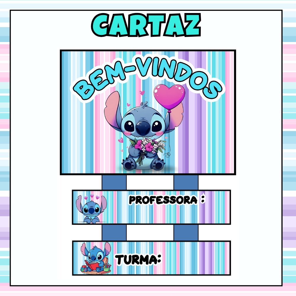 Painel de porta 40x60 - Cartaz de Boas-Vindas Stitch – Arquivo Digital em PDF