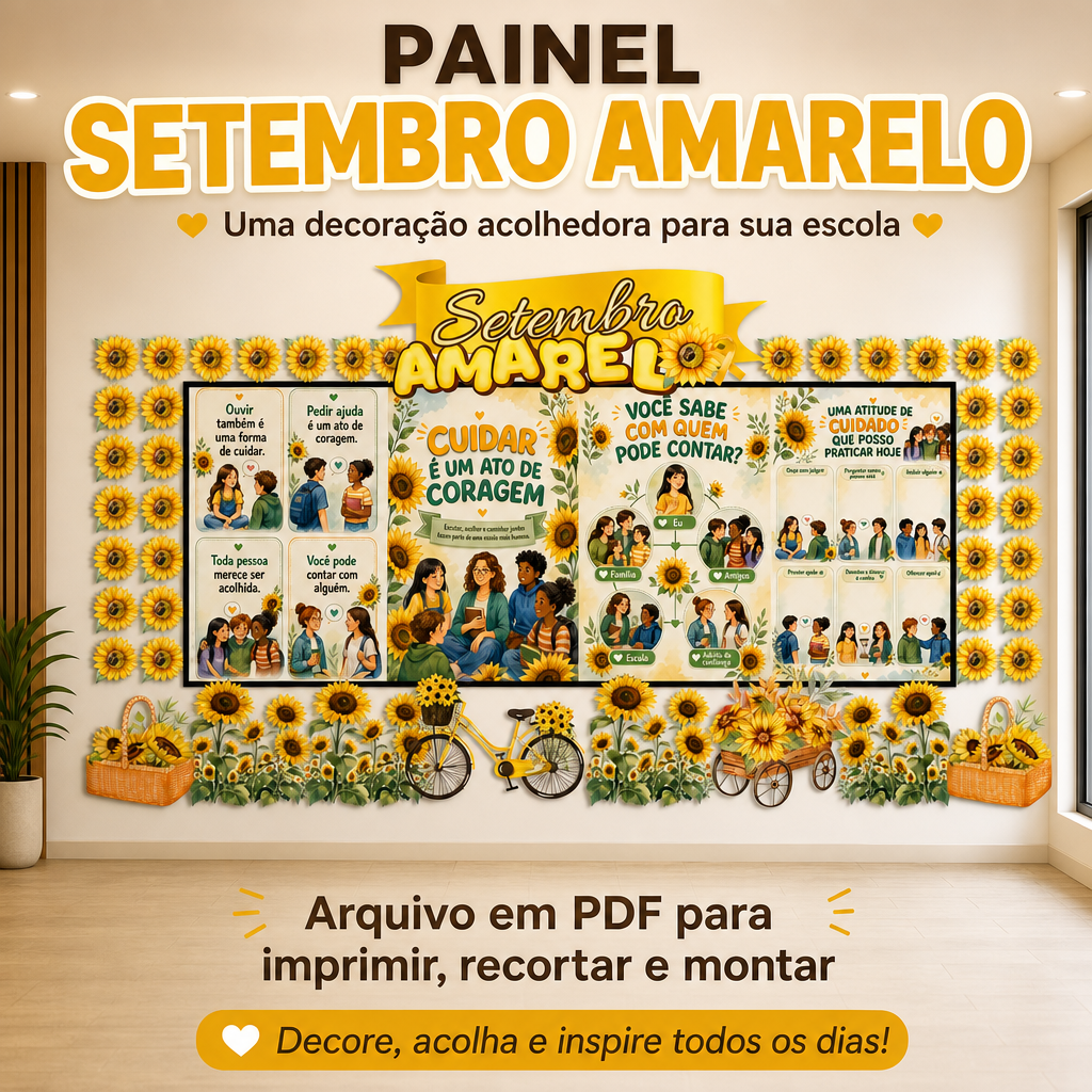 Painel Setembro Amarelo — Arquivo em PDF para Imprimir e Montar